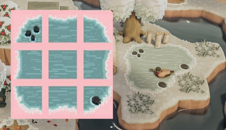 Chemin, lac glacé hiver