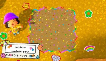 Chemin arc-en-ciel et confettis